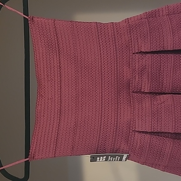 Express Strapless Pleated Sweetheart Skater Mini Dress Maroon M NWT - Picture 14 of 17